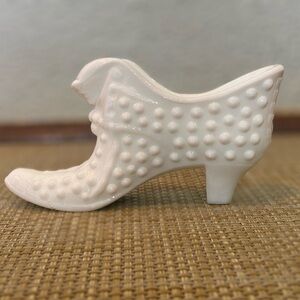 Vintage Fenton Hobnail Milk Glass Slipper
